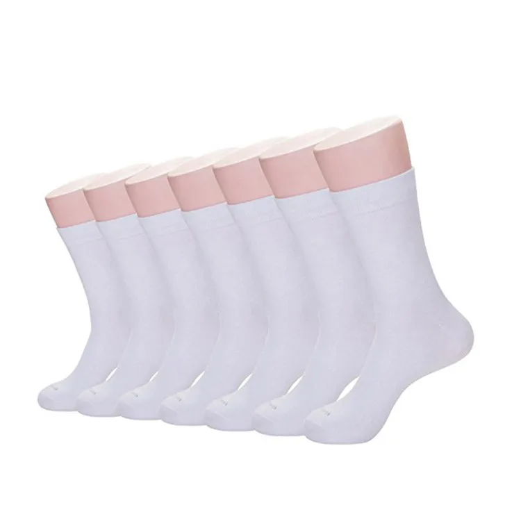 White Black Cotton Men Socks Sport Athletic Crew Custom Logo Cycling Terry Business Socks