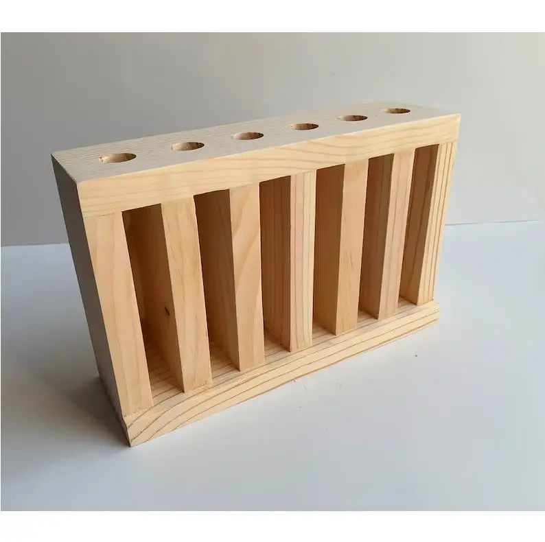Custom creative wooden roller ball bottle display stand wooden perfume display essential oil stand