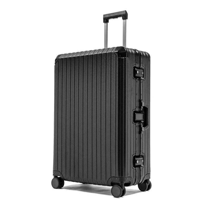 100% Full Aluminum Suitcase Koffer Travel Daily Use Business Luggage Designed Traveling Case With Woven effect