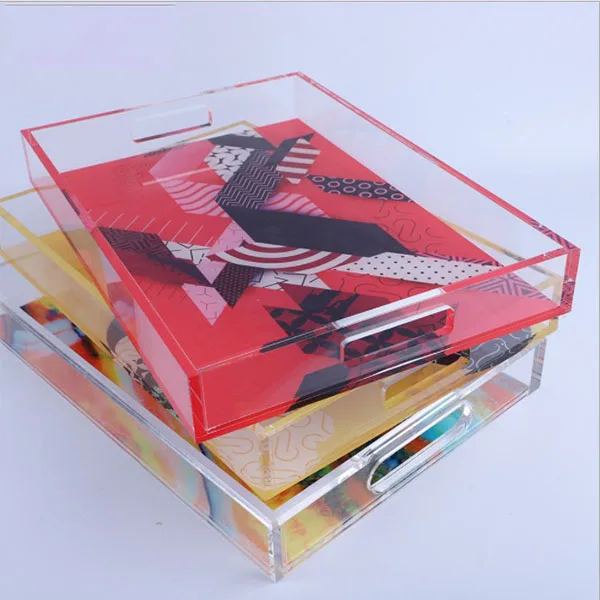 Acrylic Color Square Service tray Custom Logo Acrylic Display Tray