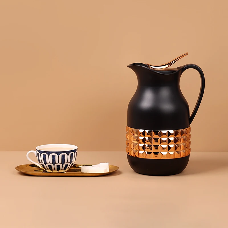 Wholesaler Tea Pot Arabic Style 1000ml Coffee Flask Luxury Arabic Pot ABS Shell Thermos Dallah Teapot For Drinking Tea or Coffee