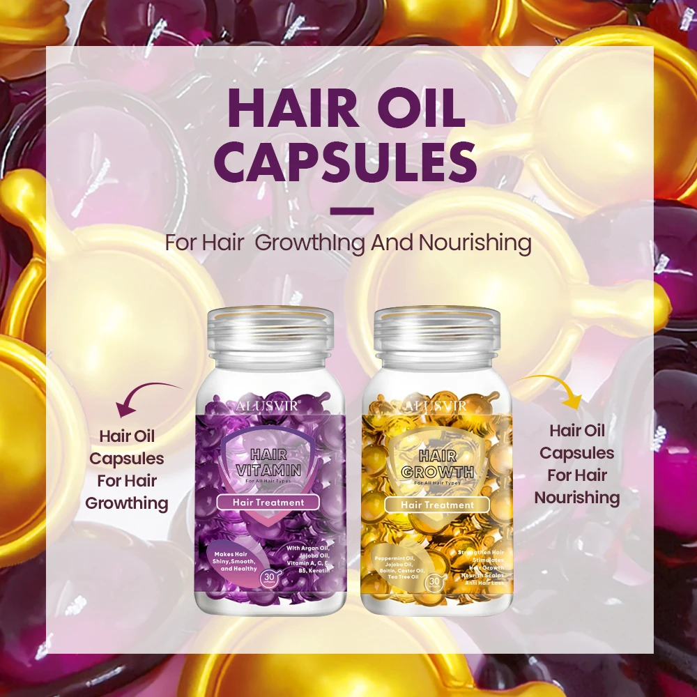 Private Label Natural Professional Salon Hair Care Treatment Growth Oil Smooth Nourishing Hair Serum Vitamin Capsules Wholesale
