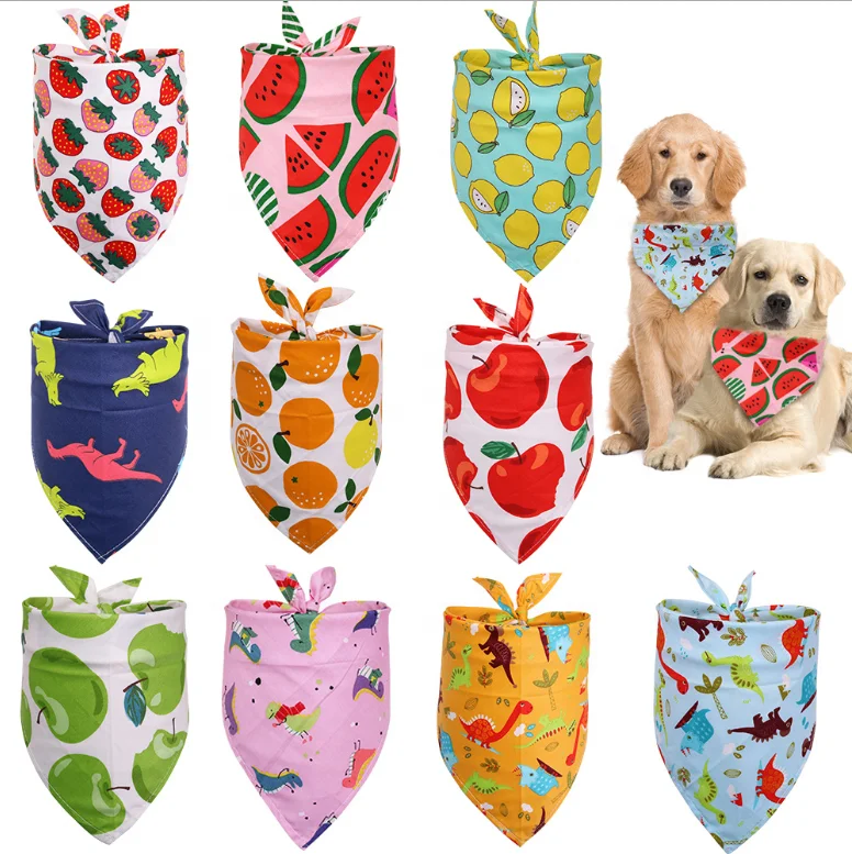 Wholesale  Custom New Colorful Printing Pet Bib Kerchief Scarf  Dog Bandana and Tie