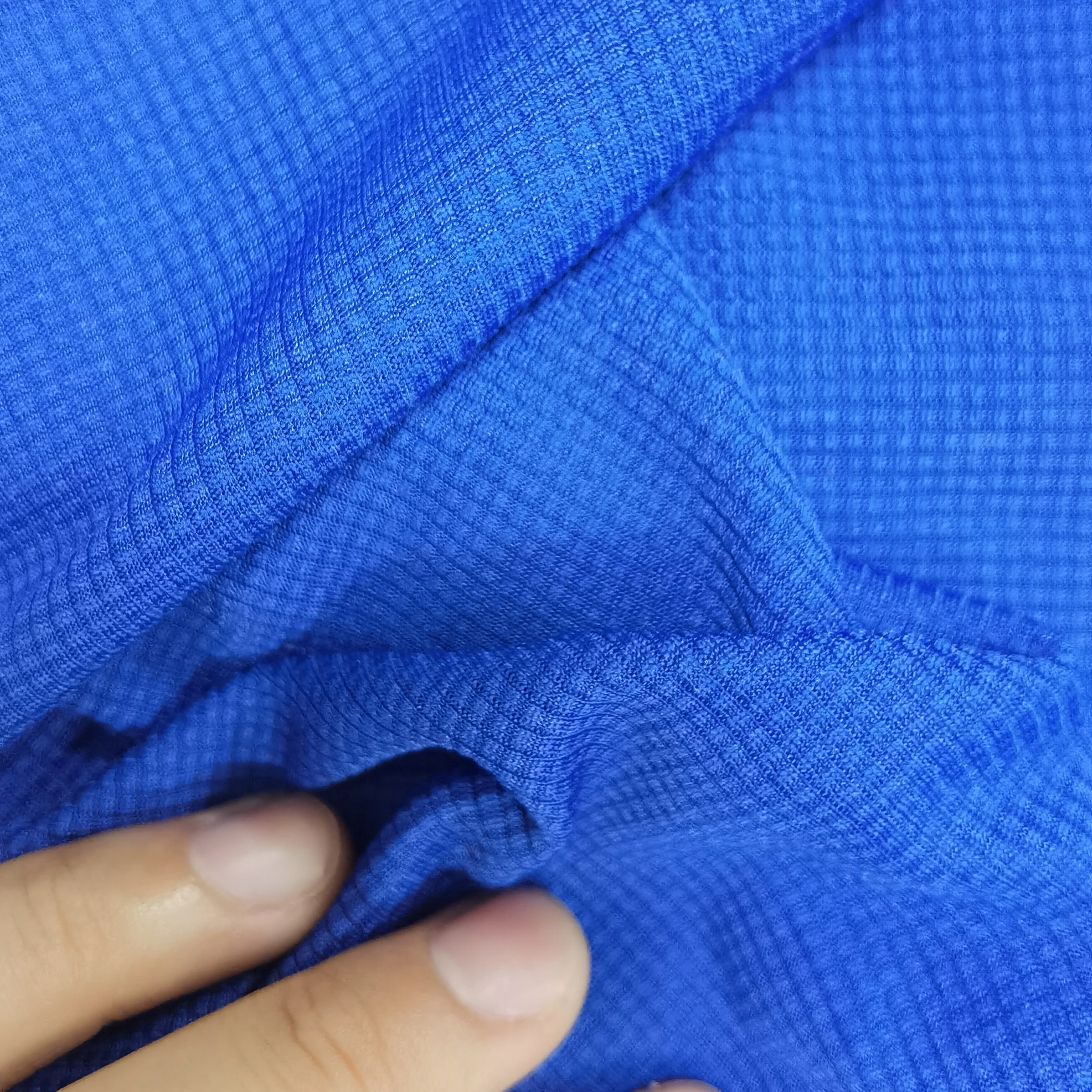 BEIYING Popular Polyester Recycled polyester small check  grid waffle fabric for sport-wear and polo shirt fabric