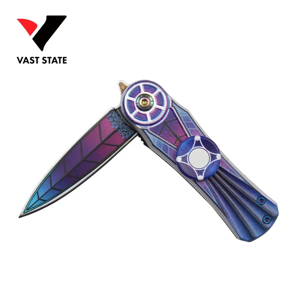 
Custom Logo 3D pattern Camping Knife Hunting Knives Double Action Tactical Self Defense Folding EDC Knife 