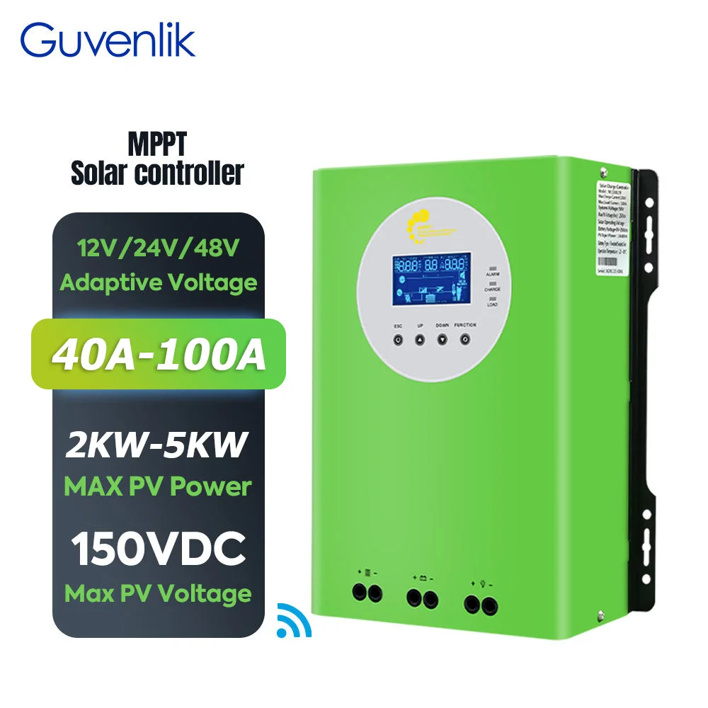 Guvenlik MPPT 40A 60A 80A 100A 12v 24v regulator Auto Battery WiFi 4G Charger Hybrid PV System Mppt Solar Charge Controller