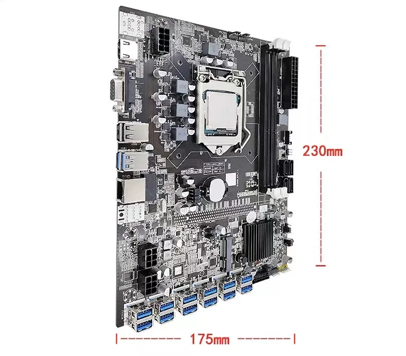 ATX B75 12GPU Riserless MOTHERBOARD  HIGH SPEED BIOS LGA1155  DDR3 include CPU hot selling for Russia Dubai South Africa