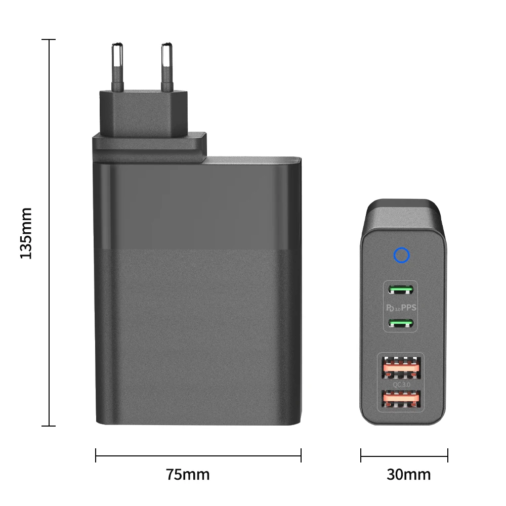 135W 2021 gan wall charger technology 4 ports usb gan charger pd for mobile phone