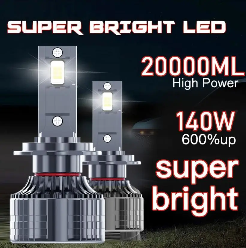 Hot style customizable double copper tube 140W high power car led headlight h1h4 super bright h7 modified led car headlight