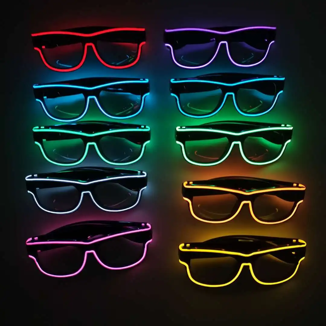 Halloween Christmas Wireless Led Light up Glasses Led Sun Glasses Glow in the Dark for Rave Party, EDM