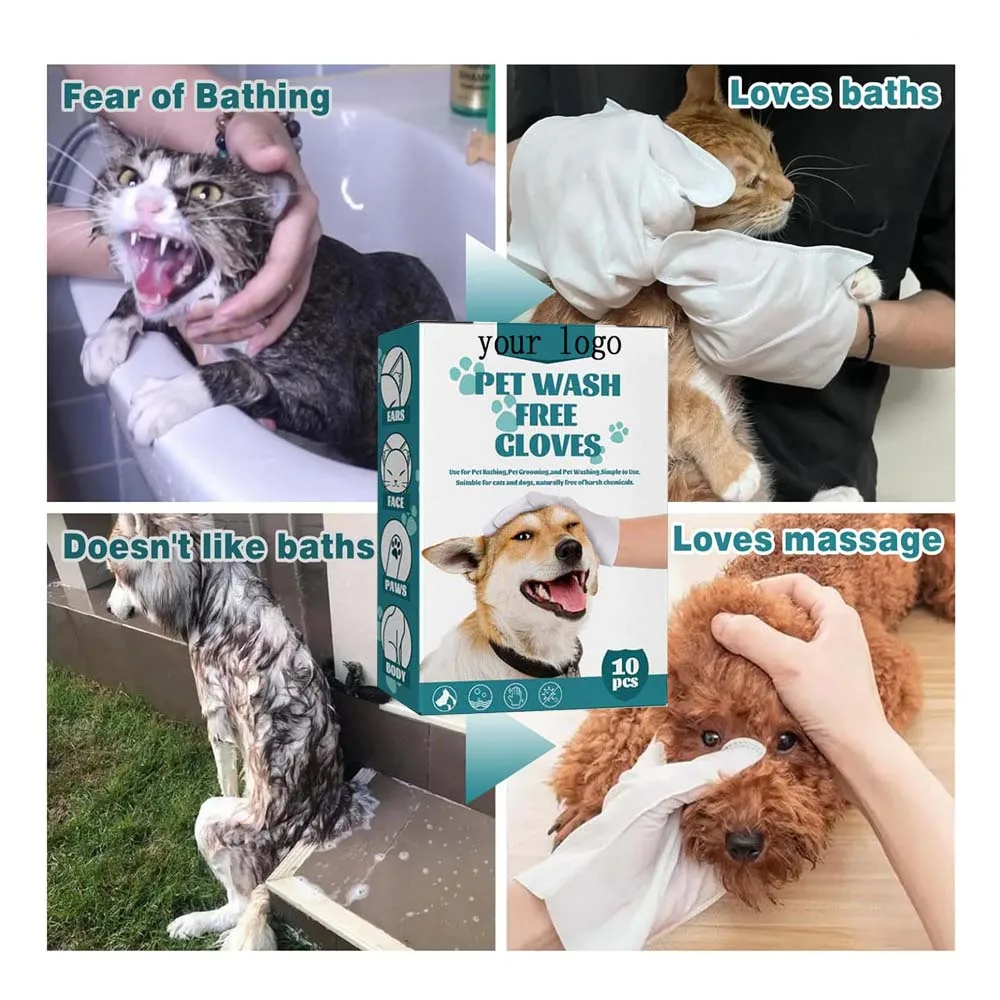 Оптовая Продажа с фабрики одноразовые нетканые тканевые перчатки для чистки кошек собак и домашних животных влажные салфетки