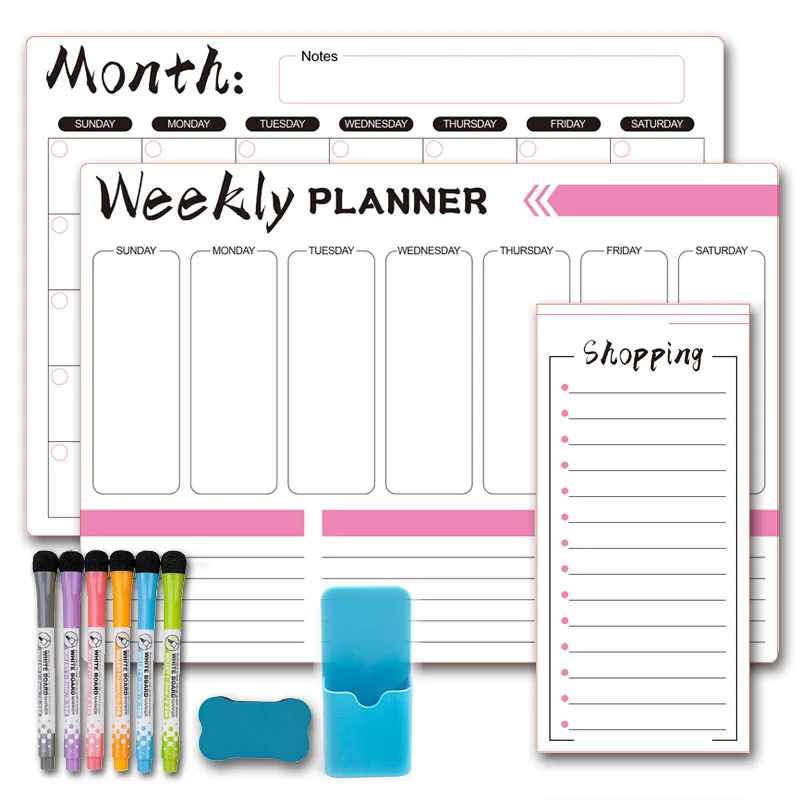 Custom magnetic dry erase calendar for refrigerator weekly and monthly planner magnet board with letters for school