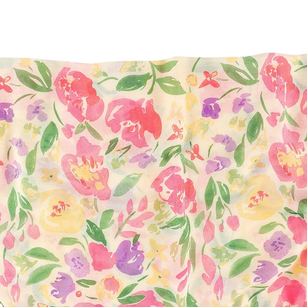 2022 hot selling newest design summer ladies plant flower cotton beach shawls fashion women cotton fabric scarf with tassels