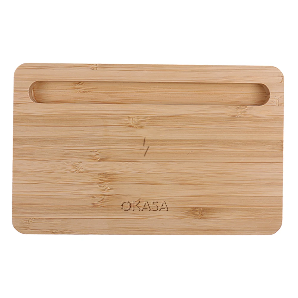 Desktop Wireless Charger 10W Mobile Phone 2-in-1 Charger Smart Fast Charger Mobile Phone Bamboo Material Eco-friendly
