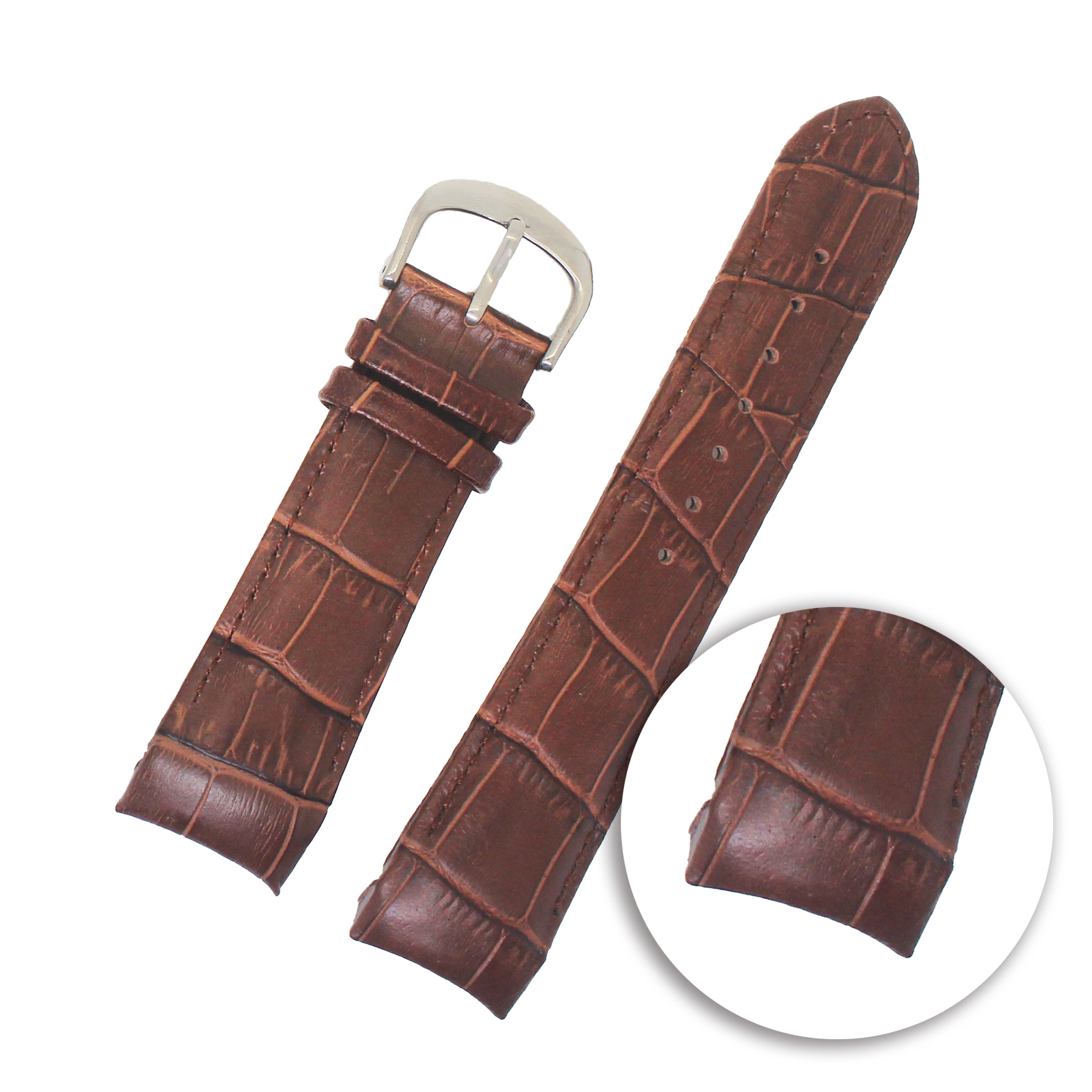 Luxurious custom made classic brand  watch band head Slub genuine leather watch strap