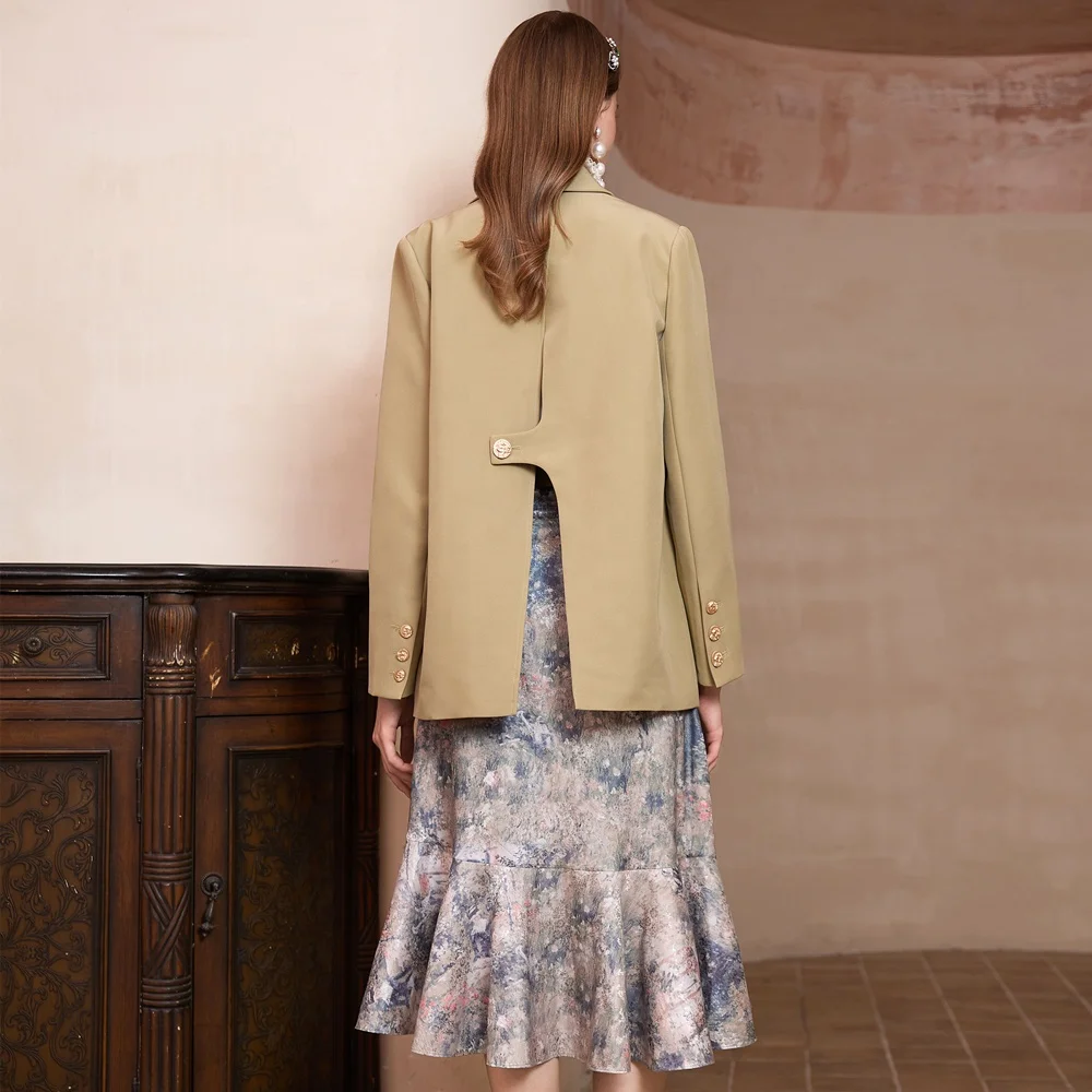 Women Fashion Work Uniform Office Suits Lady Jacket And High Slits At The Back Lady Stylish Coat
