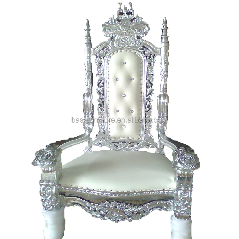 European Modern Style Banquet Wedding Furniture Hotel Luxury Crown Royal Princess High Back Gold Silver Throne Thrown Chairs