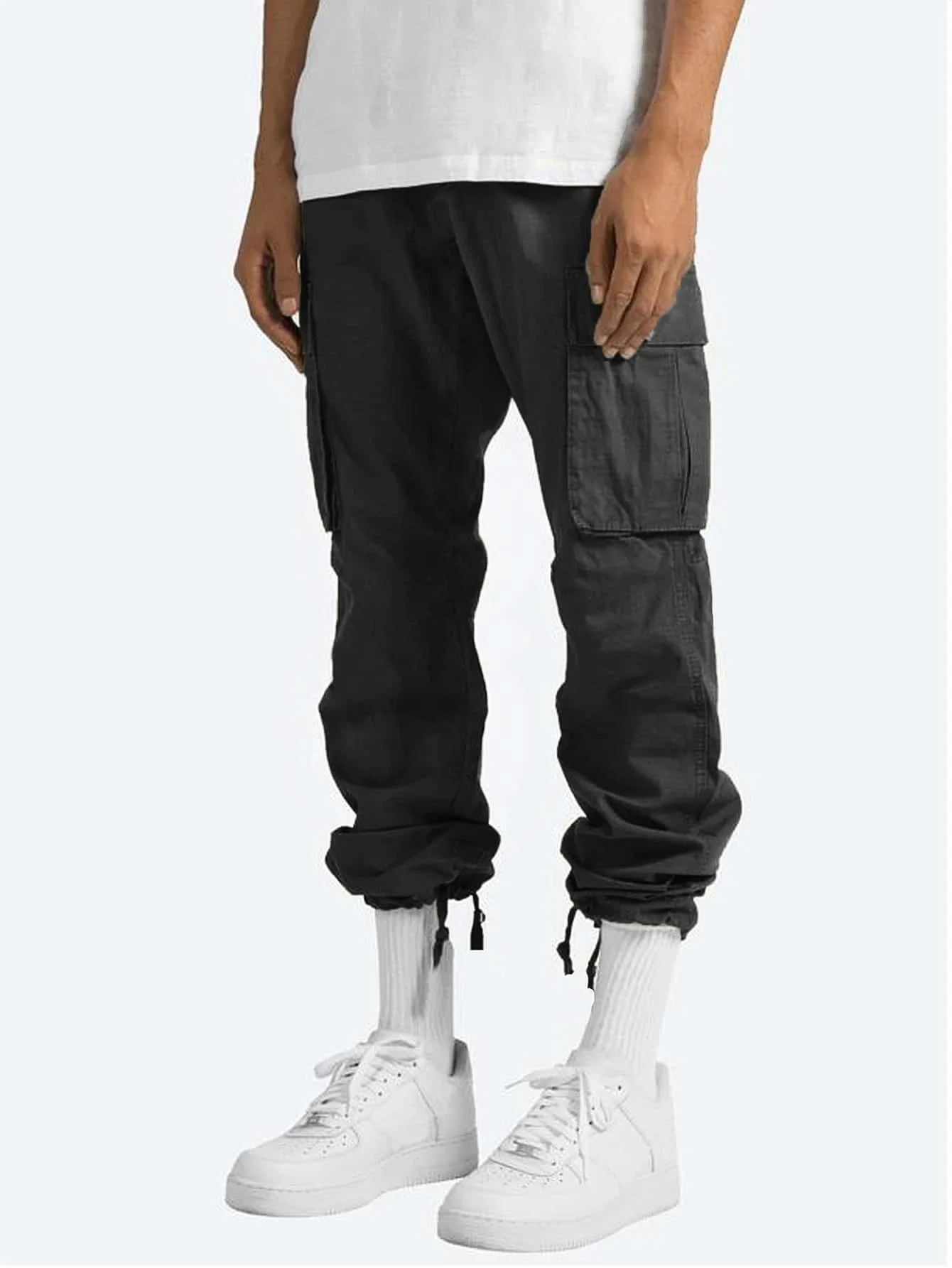 men linen cargo joggers pants