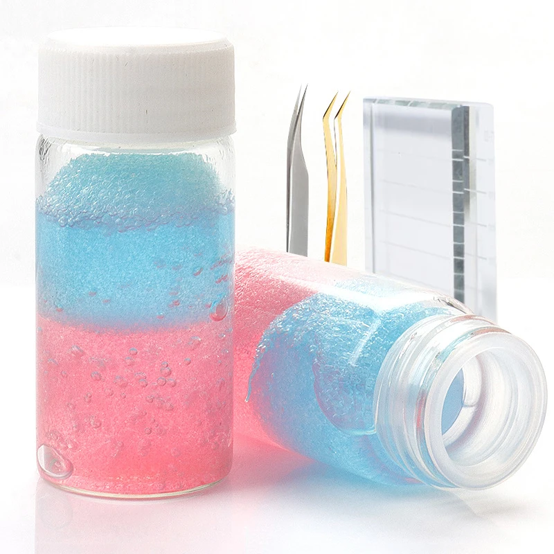 Private Label Eyelash Tweezer Cleaner Quick Remover Glue Eyelash Extension With Sponge Ball Tweezer