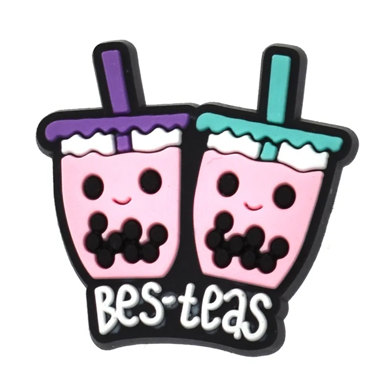 2024 Pearl milk tea fried wholesale new design foods Shoes Decoration Soft PVC rubber clog shoe charms marvel designer charms