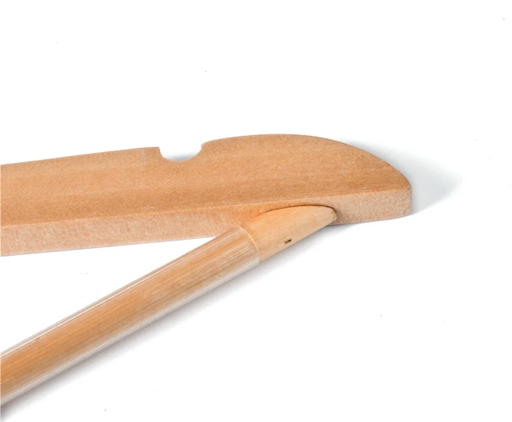 Factory price natural wooden hotel suit hanger with anti theft hook with ring