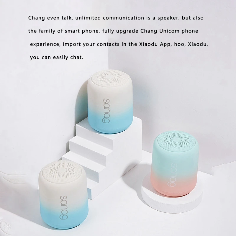 Custom Macaron Gradient Color 3D Stereo Surround Sound Audio BT Wireless Alto falante Mini Portable smart TWS Speaker Sanag