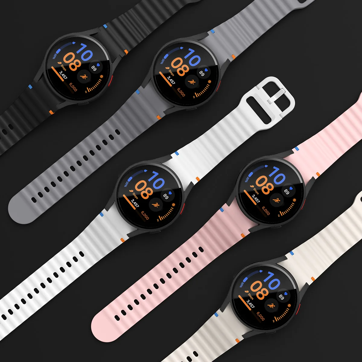 Ремешок для часов с волнистой прострочкой + Интегрированный чехол Samsung Galaxy watch 7 40 мм 44