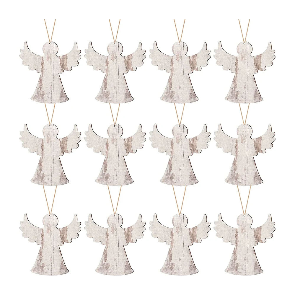 Wooden Angel Miniature Wooden Christmas Ornaments Kids Crafts Hanging Ornaments Blank Wood to Paint Eco-friendly