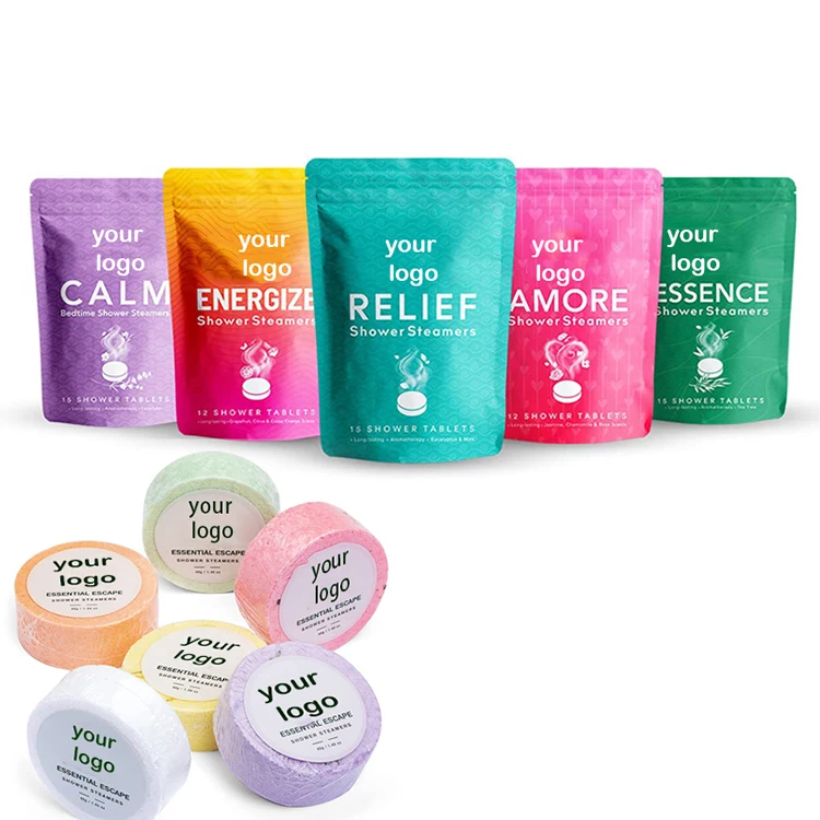 Eco-friendly Foil Wrapping 12 Pack Steam Shower Tablets Vegan Organic Shower Steamers Aromatherapy Set