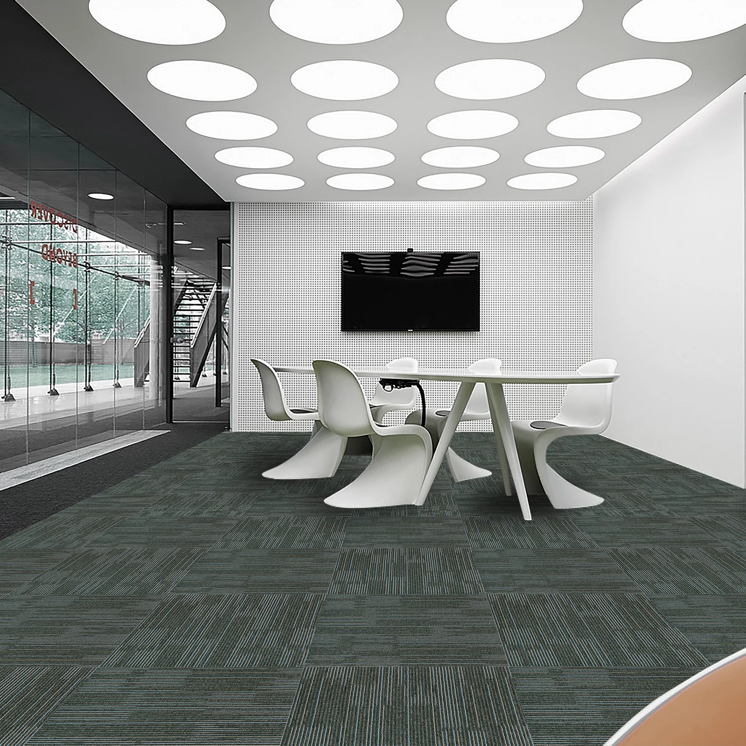 100% PP Modern Designed Commercial Modular Office Carpet Tile Flooring