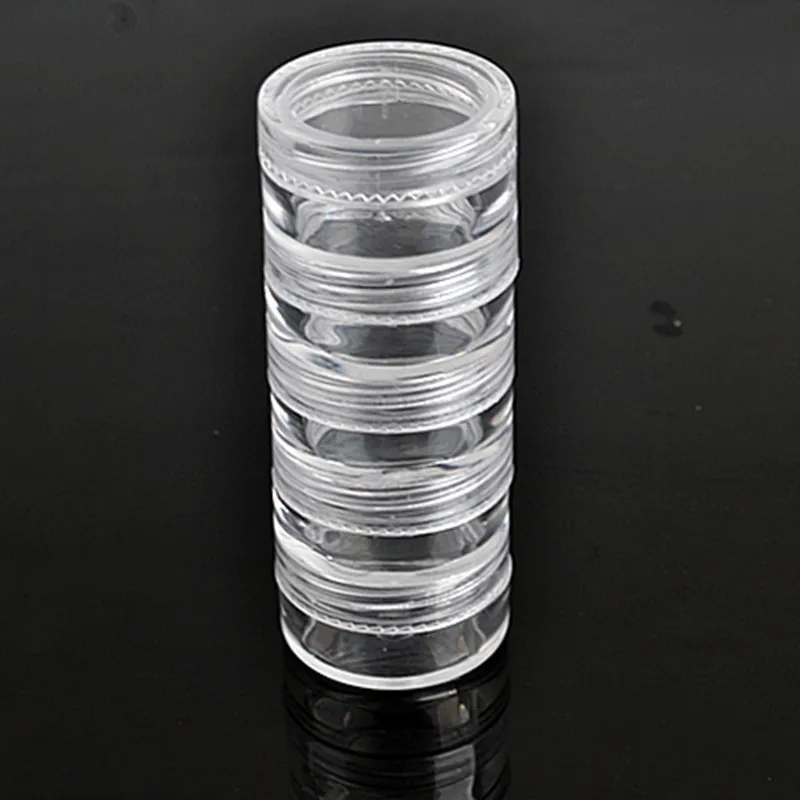 5-слойный чехол Clear совместных Штабелируемый круглый пластиковый контейнер для хранения для малых ногтей товара