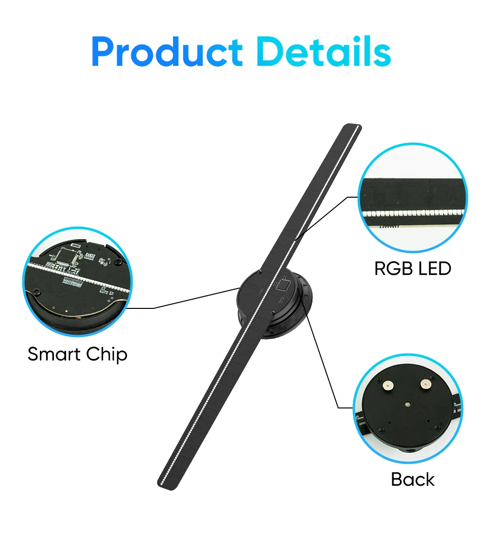 42CM 2 Blades 3D Hologram Pictures Video Technology Projector Advertising Display Technology holographic LED Fan billboard_9