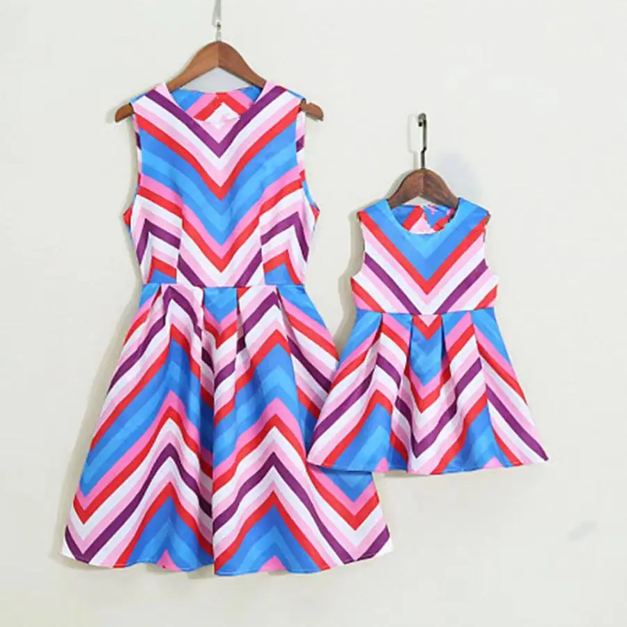 
Boutique Wholesale Parent Child Wear Mother Daughter Family Matching Long Sleeve Short Sleeves Summer Dresses 