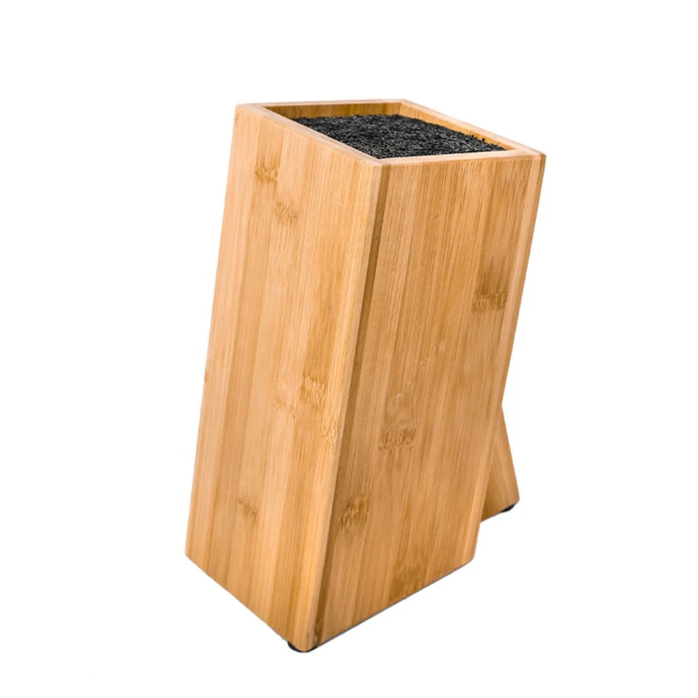 Knife Holder Natural Bamboo Wood Multifunctional Hollow PP Plastic Core Insert Smooth Kitchen Knife Tool Stand Storage Rack