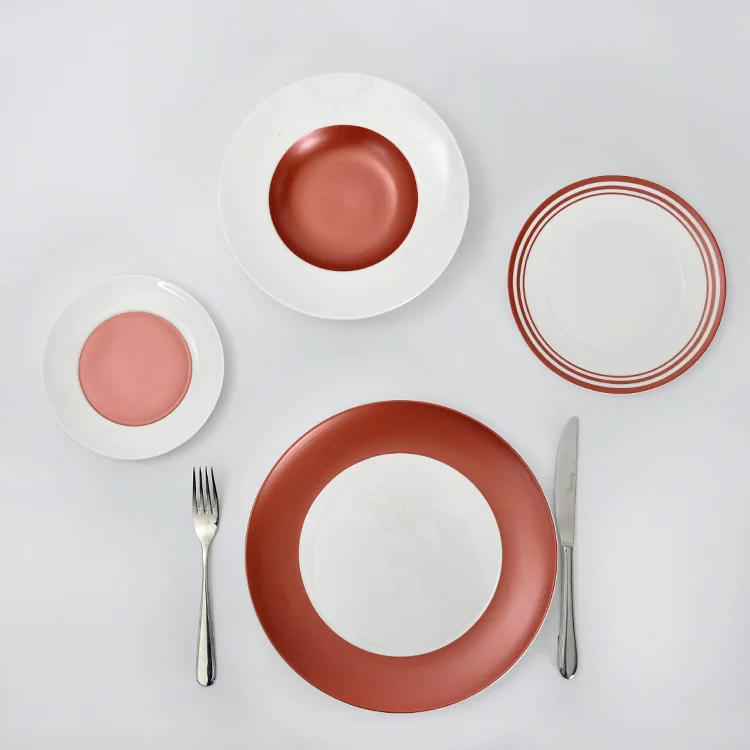 China bone china dinnerware manufacture porcelain dessert plates Circular restaurant colorful bone China plates