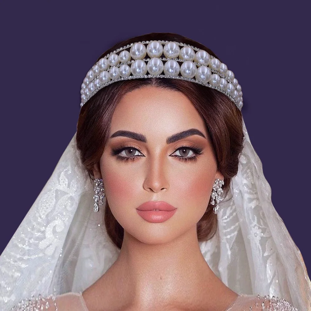 Женский обруч для волос со стразами свадебный с большим