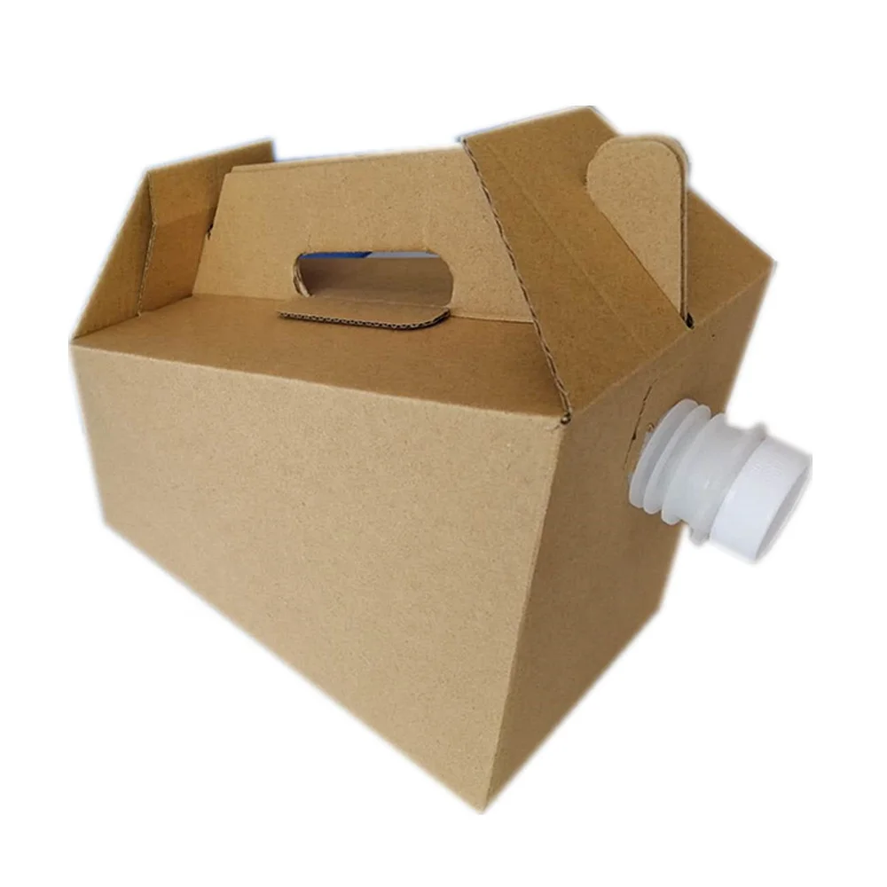 Customized beverage packaging aluminum foil bag with dispenser in corrugated paper handle box package for 1 liter to 20 liters