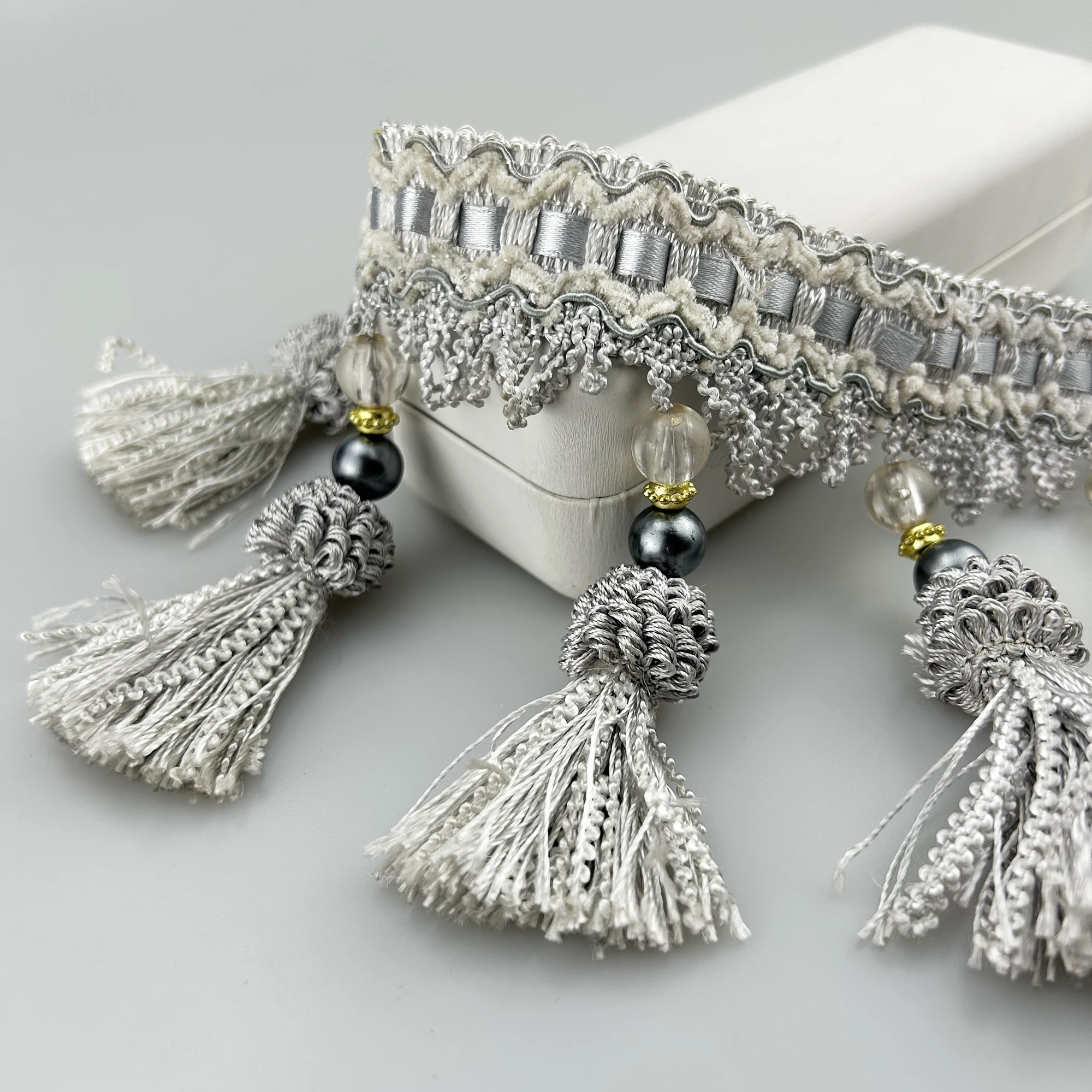 European Palace Style Beaded Fringe Tassel Trim Maker for Trending Curtain Cloth Hanging Webbing
