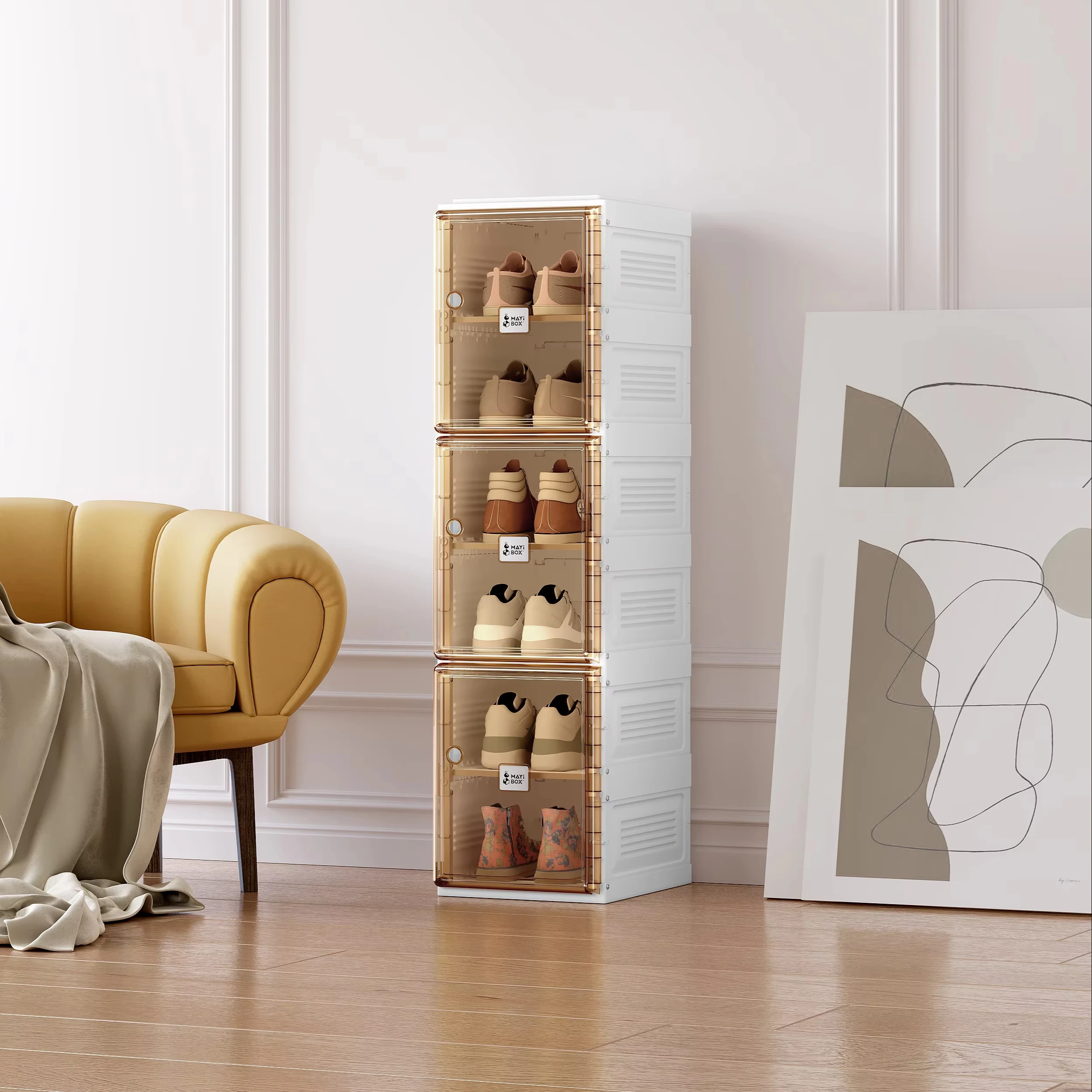 mayibox best selling automatic living room shoe box storage furniture switch smart shoe box