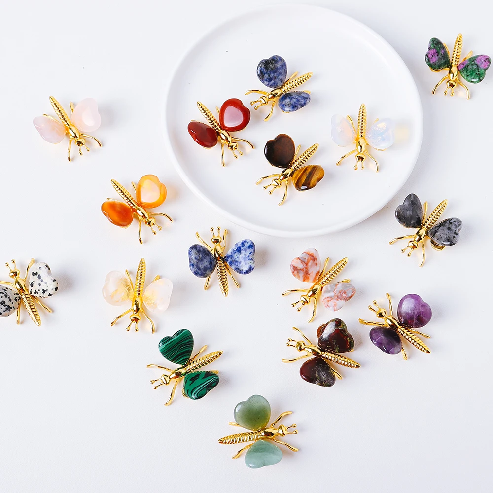 wholesale handmade crystal heart butterfly folk crafts healing amethyst rose quartz decoration kids gift (1600614288864)