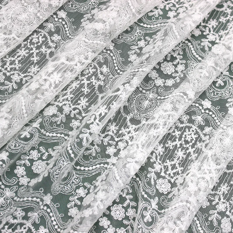 best selling pink color evening dress Embroidery mesh tulle french lace fabric Fabric heavy hand For Dress