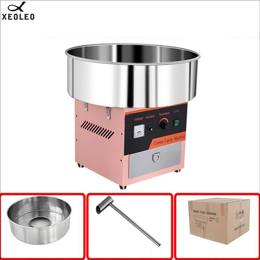 XEOLEO Commercial Automatic Flower Cotton Candy Machine 1000W Electric Sugar Floss Small Cotton Candy Making Machine for Sale