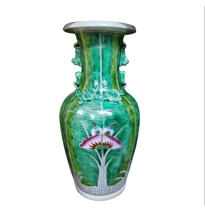 Handmade Jingdezhen Underglaze Green Patterned Porcelain Vase High-Temperature Customization for Home Use Direct Manufacturer