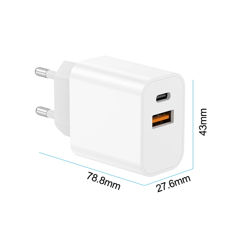 Оптовая Продажа с фабрики OEM 20 Вт PD QC двойной порт USB A и Type C Быстрая Зарядка адаптер для мобильного телефона портативное зарядное устройство