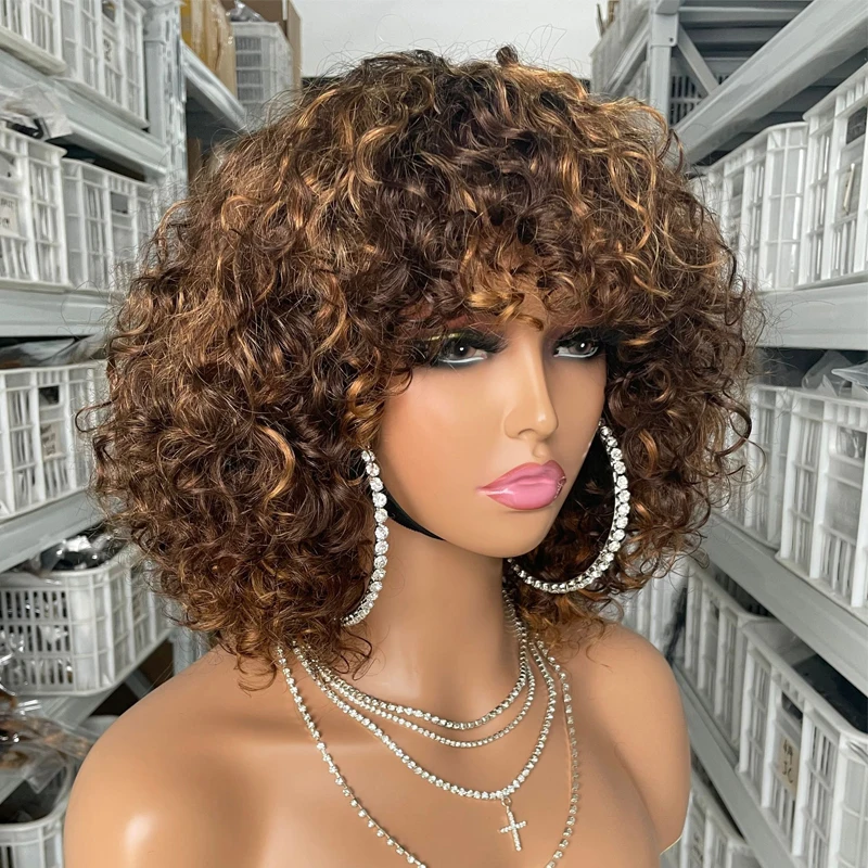 Ms Mary Double Drawn Wigs with Fringe ,Highlight 99J 12A Grade Brazilian Water Wave Wig Human Hair For Black Women