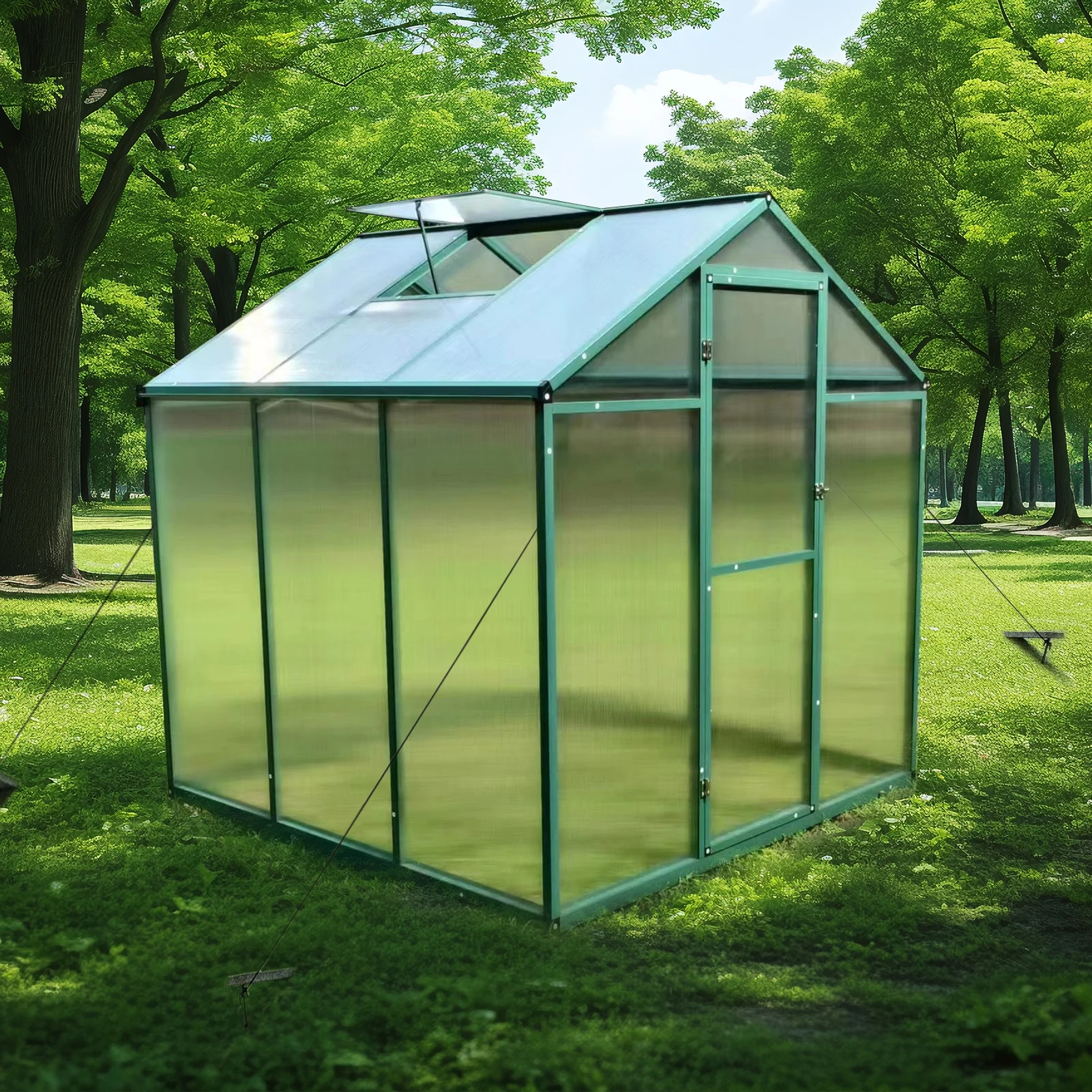 Low Price Green House  Polycarbonate Panel Commercial Garden Greenhouses China Factory