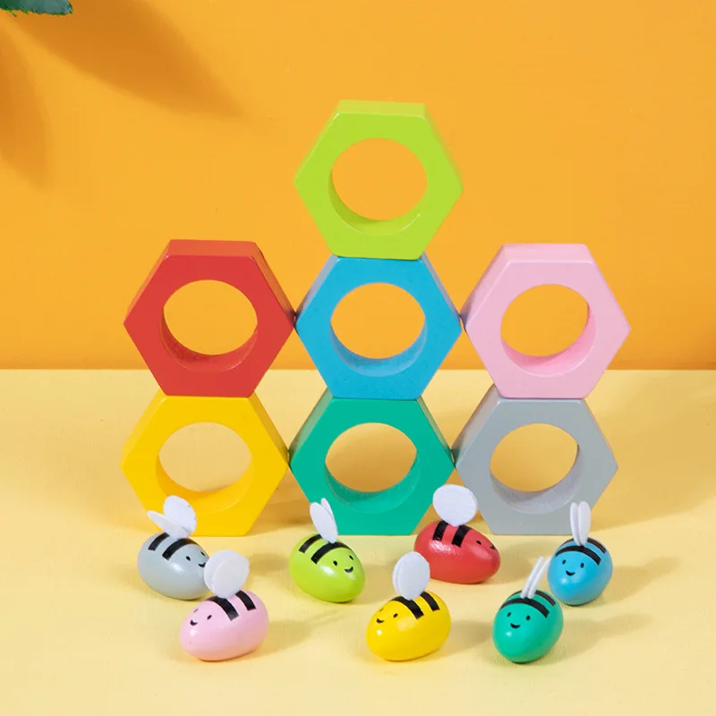 2023 New products Wooden beehive animal matching games Early childhood Puzzle educational Toys for kids Catch toys CPC CE