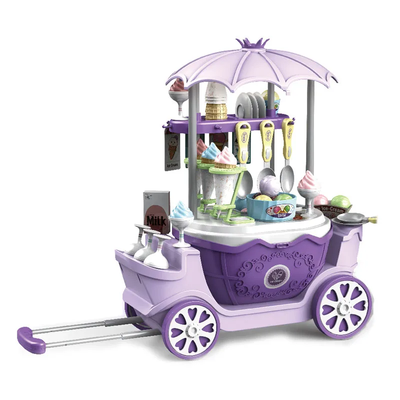 69PCS Kids Ice Cream Shopping Cart 4in1 multifunction Princess Car Toy kitchen toy play set for girls