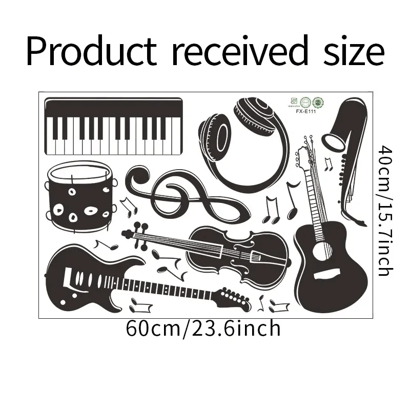 Creative Musical Instruments Wallpaper Bedroom Stickers Decorative Decals For Kids Self Adhesive TV Background Wall Murals