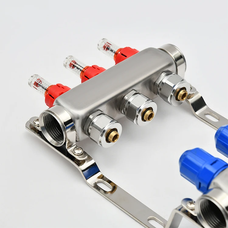 SANIPRO High Quality Water Distribution 304 Stainless Steel Flow Meter Manifolds for Hydronic Radiant Floor Heating